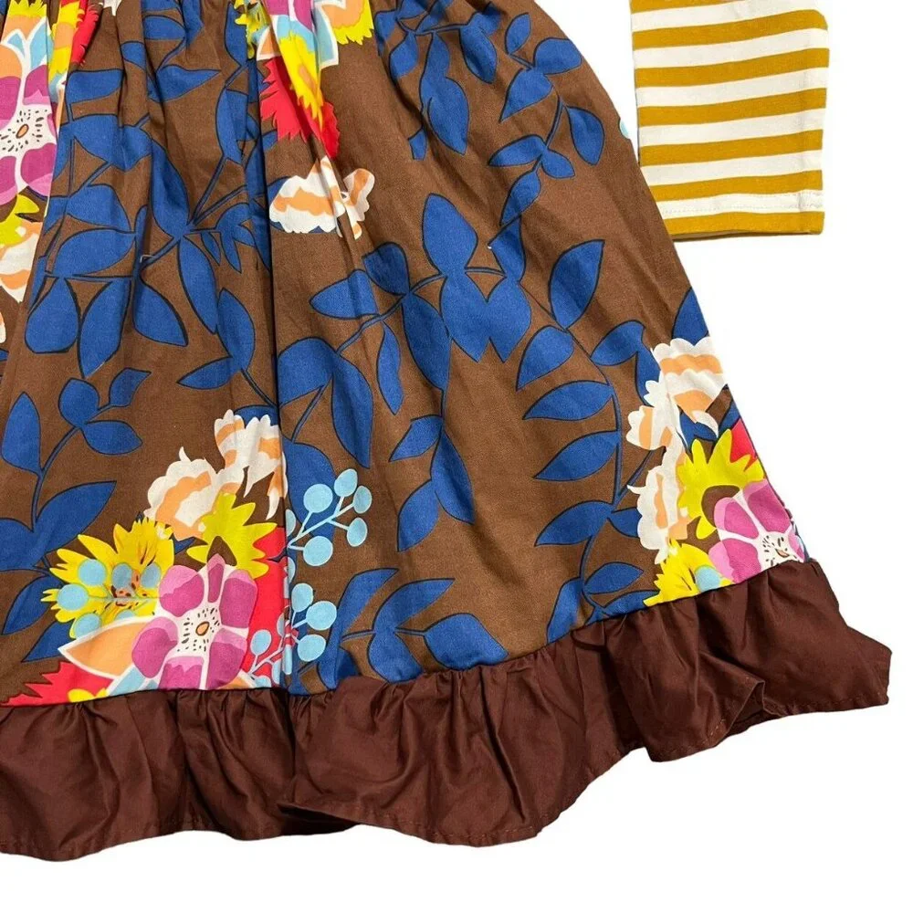 Royal Roe 3T Handmade Floral & Stripes Dress